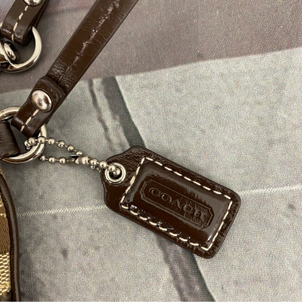 Coach Chocolate and Beige Wristlet - Picture 2 of 10